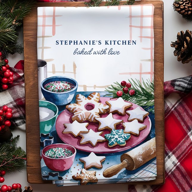 Holiday Sugar Cookies Personalised Christmas Tea Towel (Creator Uploaded)