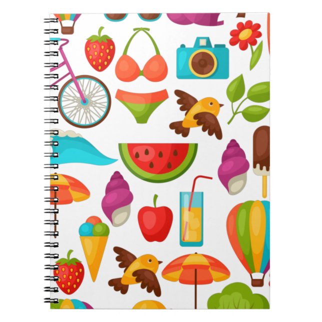 Holiday summer party beach pattern cute    notebook (Front)