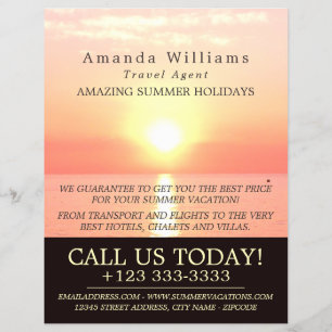 Holiday Sunset, Travel Agent Advertising Flyer
