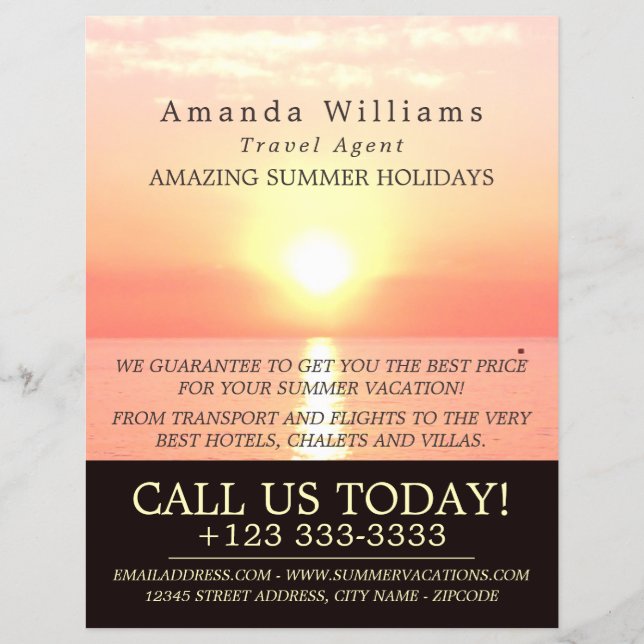 Holiday Sunset, Travel Agent Advertising Flyer (Front)