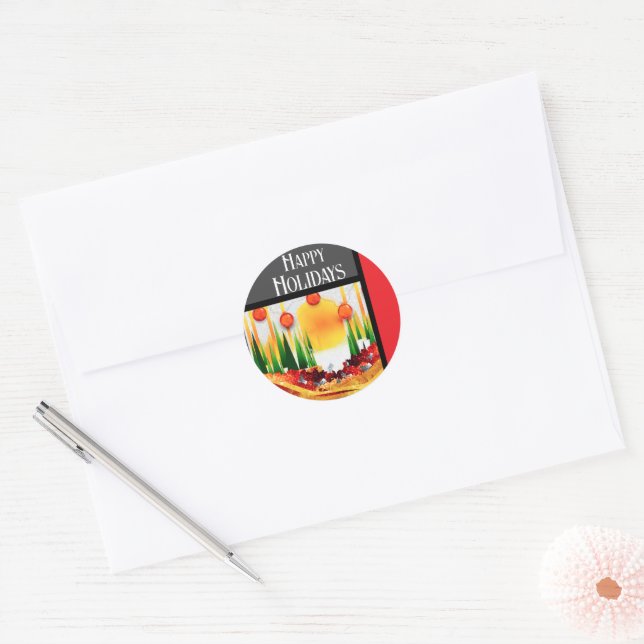 HOLIDAY SUNSHINE WITHIN THE PINES :) CLASSIC ROUND STICKER (Envelope)