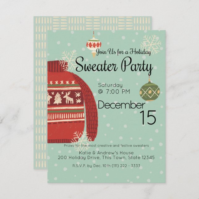 Holiday Sweater Party Invitation (Front/Back)