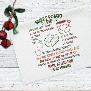 Holiday Sweet Potato Pie Recipe Christmas Tea Towel