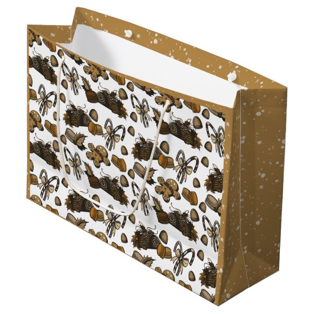 Holiday Sweets- Coco (Solid) Large Gift Bag (Front Angled)