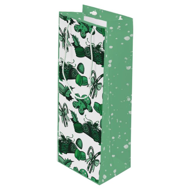 Holiday Sweets- Mint (Solid) Wine Gift Bag (Front Angled)