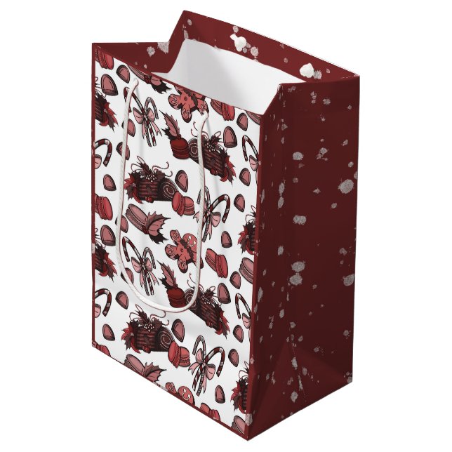 Holiday Sweets- Peppermint (Solid) Medium Gift Bag (Front Angled)