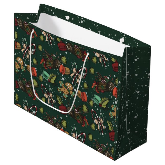 Holiday Sweets- Pine (Color) Large Gift Bag (Front Angled)