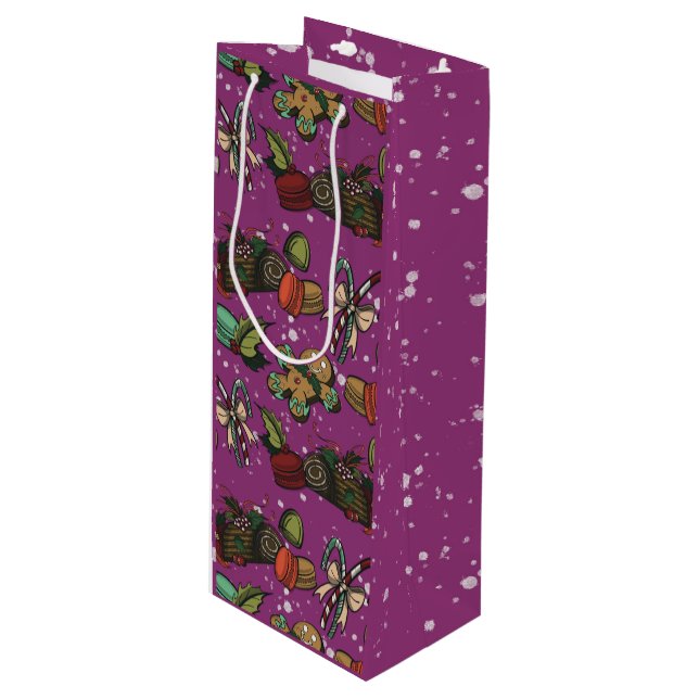 Holiday Sweets- Sugar Plum (Color) Wine Gift Bag (Front Angled)