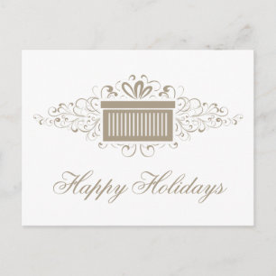 Holiday Swirls Present Christmas Postcard, Latte Postcard