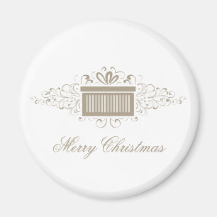 Holiday Swirls Present Magnet, Latte Magnet