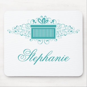 Holiday Swirls Present Mousepad, Aqua Mouse Pad