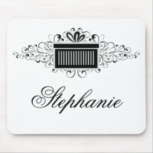 Holiday Swirls Present Mousepad, Black Mouse Pad