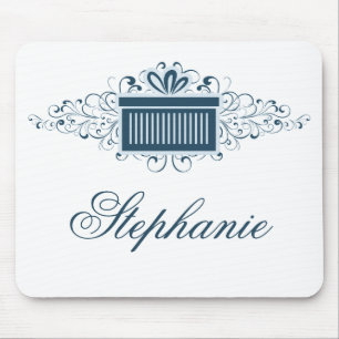 Holiday Swirls Present Mousepad, Blue Mouse Pad