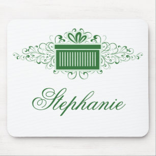 Holiday Swirls Present Mousepad, Green Mouse Pad