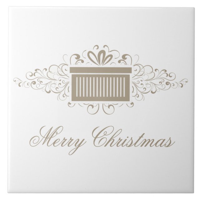Holiday Swirls Present Tile, Latte Tile (Front)