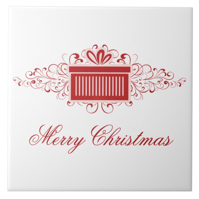 Holiday Swirls Present Tile, Red Tile (Front)
