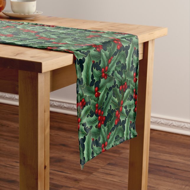 Holiday Table Runner-Holly    Short Table Runner (In Situ)