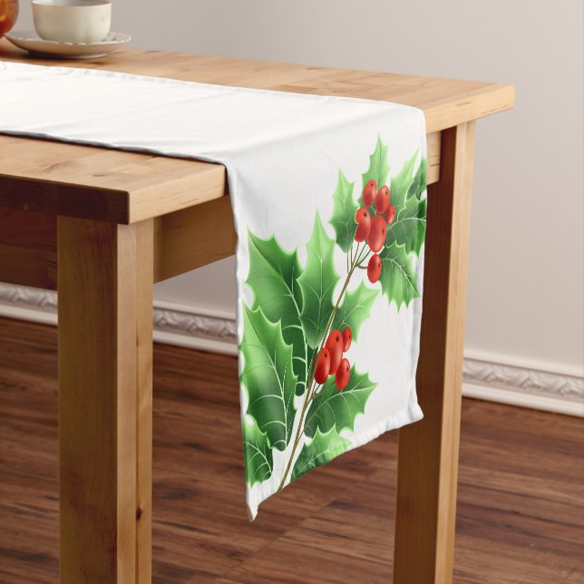 Holiday Table Runner-Holly Short Table Runner (In Situ)