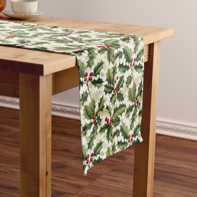 Holiday Table Runner-Holly    Short Table Runner (In Situ)