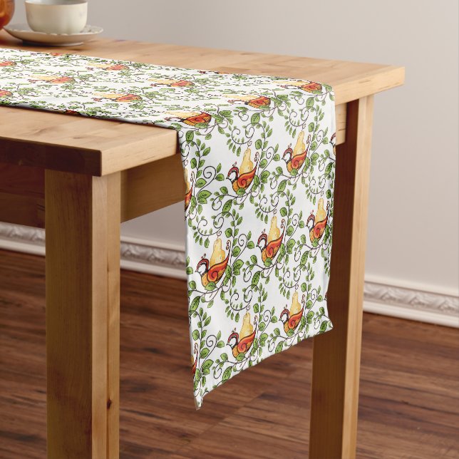 Holiday Table Runner-Partridge Long Table Runner (In Situ)