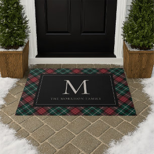 Holiday Tartan Monogram & Name Doormat