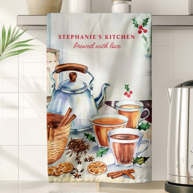 Holiday Tea and Spices Personalised Christmas Tea Towel (Creator Uploaded)
