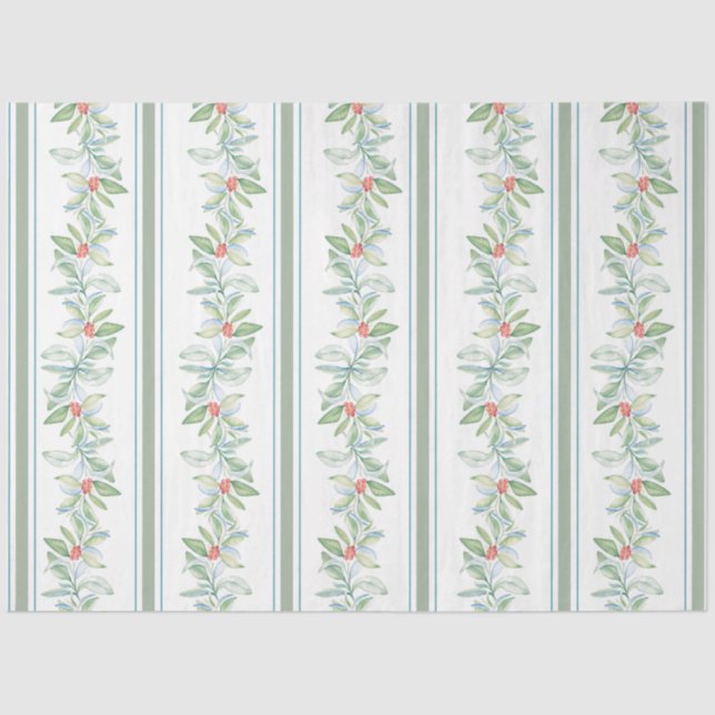 Holiday-themed Tissue Paper Botanical Watercolor (Front)