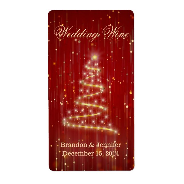 Holiday Themed Wedding Mini Wine Label (Front)
