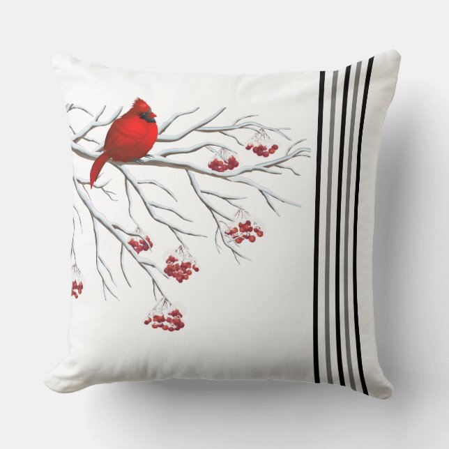 Holiday Throw Pillow-Cardinal Cushion (Front)