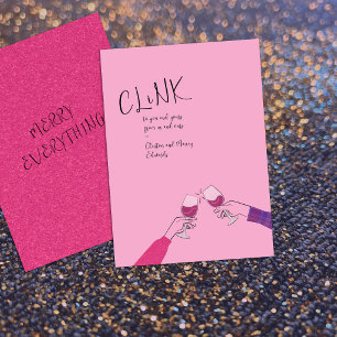 Holiday Toast Card – “Clink” Wine Glass Cheers