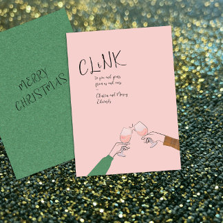 Holiday Toast Card – “Clink” Wine Glass Cheers