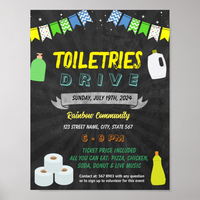 Holiday Toiletries Drive Flyer template Poster (Front)