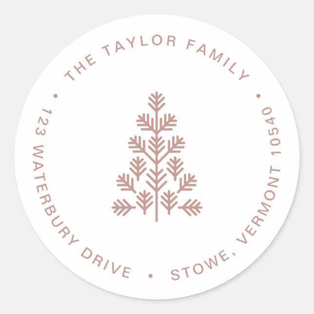 Holiday Tree Dusty Rose Return Address Label (Front)