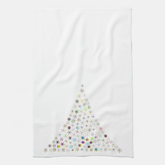 Holiday tree kitchen towel - white (Vertical)