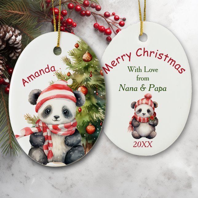 Holiday Tree Panda Bear Granddaughter Ceramic Tree Decoration (Creator Uploaded)