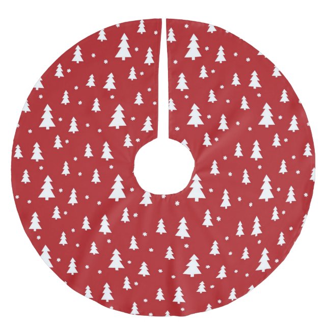 Holiday Tree Pattern Brushed Polyester Tree Skirt (Front)