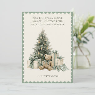 Holiday Tree Presents Teddy Bear Rustic Christmas