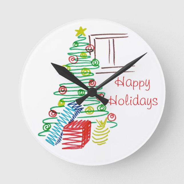 Holiday tree round clock (Front)