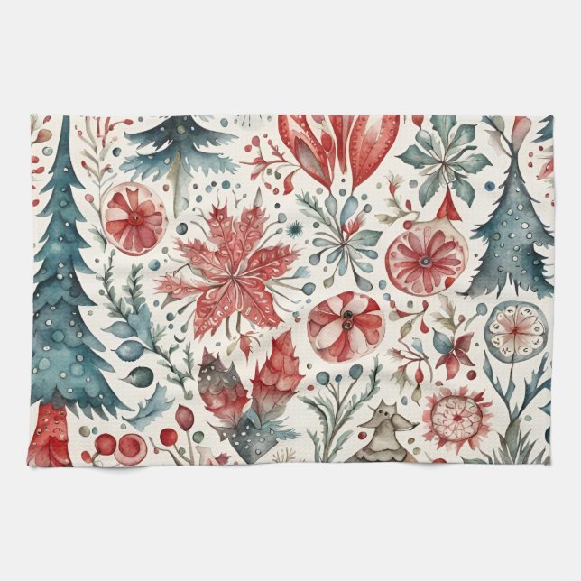Holiday Trees Winter holiday  Tea Towel (Horizontal)