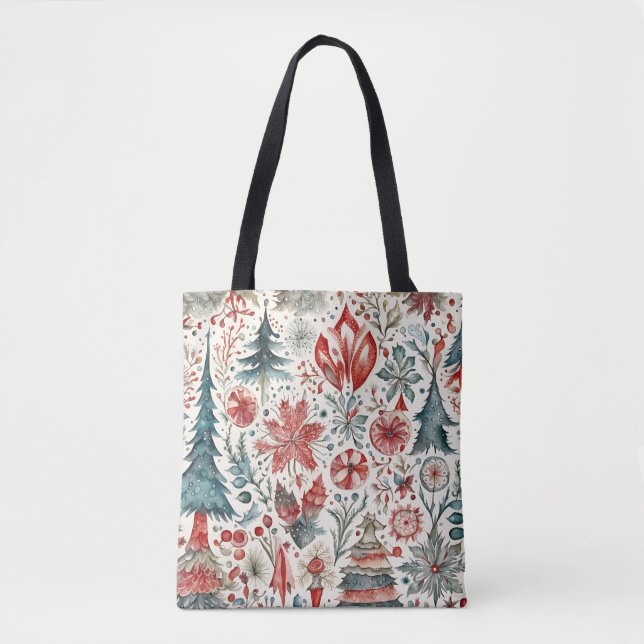 Holiday Trees ,Winter holiday whimsical design. Tote Bag (Front)