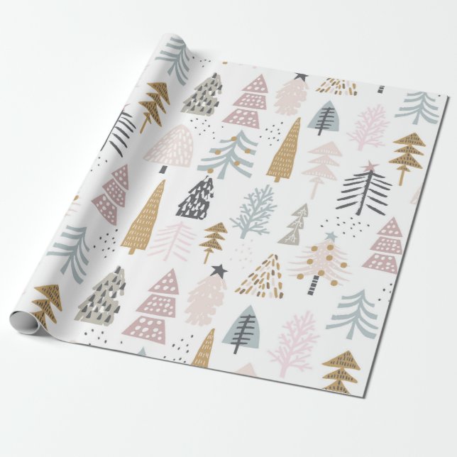 Holiday Trees Wrapping Paper (Unrolled)