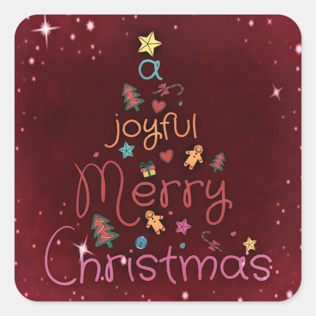 Holiday trendy Merry Christmas Square Sticker (Front)