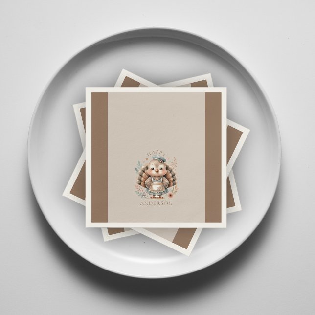 Holiday Turkey Add Custom Text Napkin (Creator Uploaded)