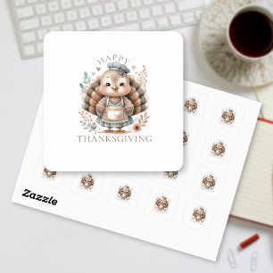 Holiday Turkey Add Custom Text Square Sticker