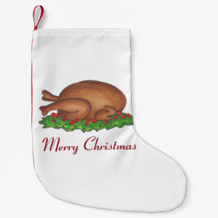 Holiday Turkey Platter Dinner Merry Christmas Xmas Small Christmas Stocking