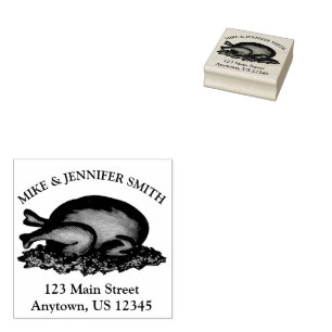 Holiday Turkey Thanksgiving Personalised Address Rubber Stamp