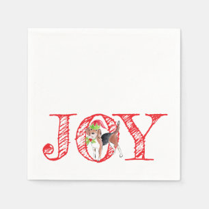 holiday typography JOY christmas dog festive Napkin