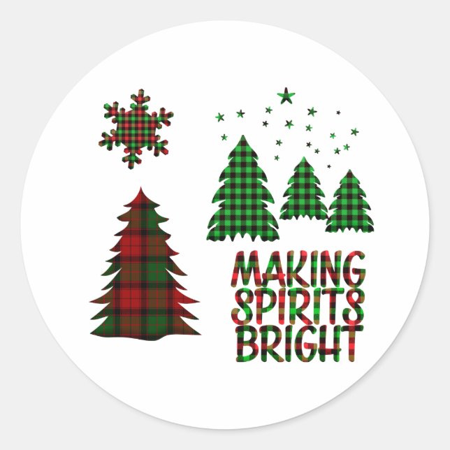 Holiday Typography trendy Christmas Classic Round Sticker (Front)
