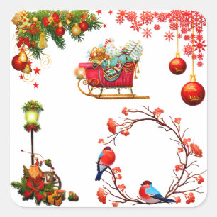 Holiday Typography trendy Merry Christmas Square Sticker