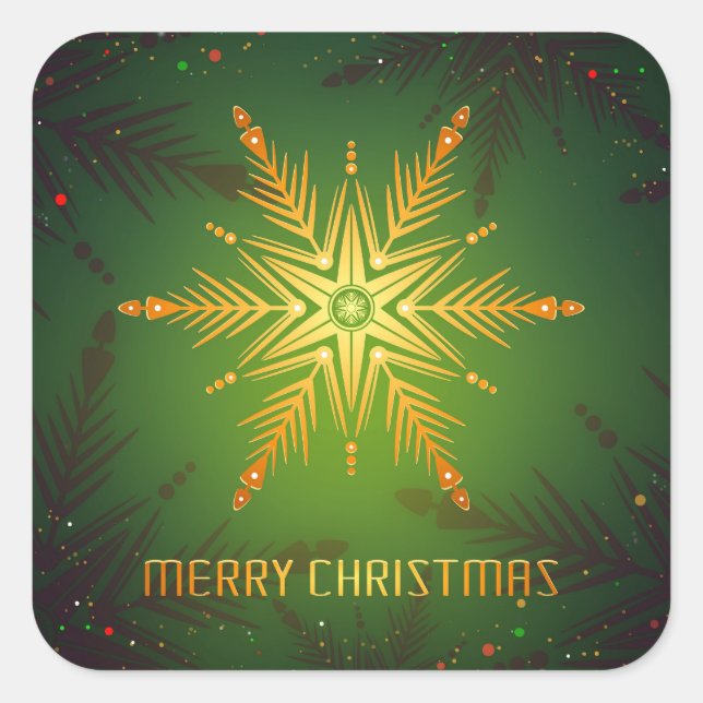 Holiday Typography trendy red glitter Christmas Square Sticker (Front)